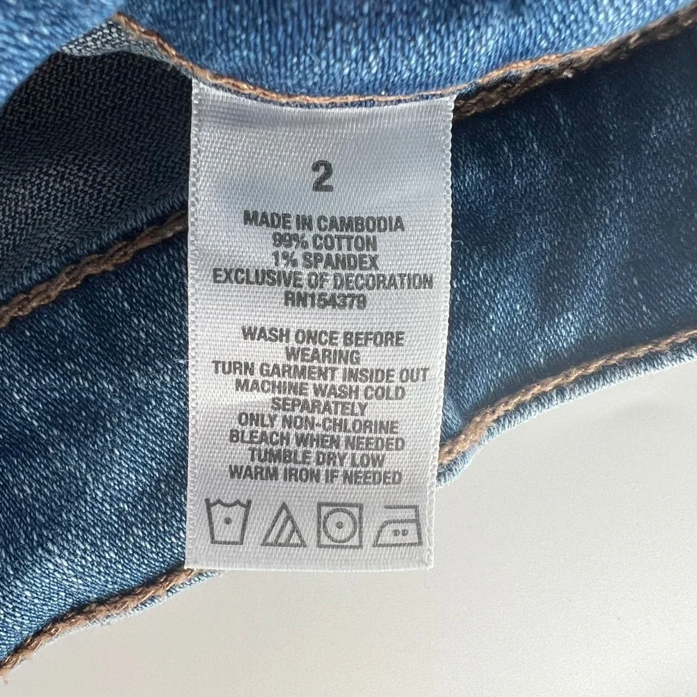 AERO High Rise Distressed‎ Denim Mini Skirt Raw Hem Women's Size 2